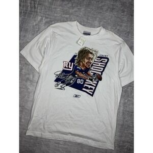 New York Giants Shirt Mens Large‎ White Jeremy Shockey Caricature Vtg Y2K Reebok